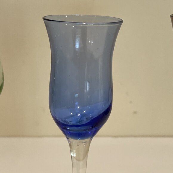 4 Cellini Crystal Stemware Italy Cordial Glasses Handblown Long Stem Multicolor - Picture 5 of 11